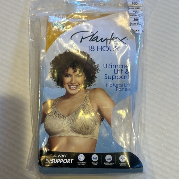 NIB Playtex 18 hour 40D bra warm steel color ultimate lift and 4 way support - Picture 1 of 6